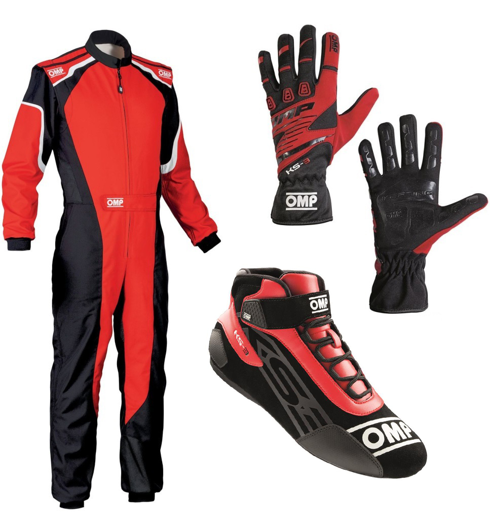 MONO OMP KS-3R ART KART OVERALL (FOR KIDS) NEGRO / ROJO TALLA 150